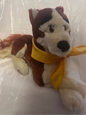 Balto Plush Husky Stuffed Animal with Yellow Scarf - Brown & White